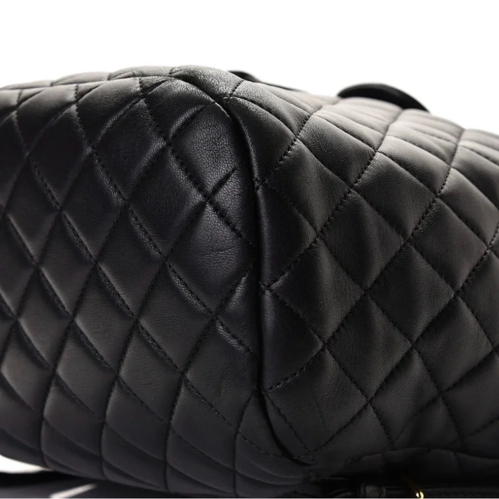Chanel Black Calfskin Quilted Large Backpack Urban Spirit with GHW